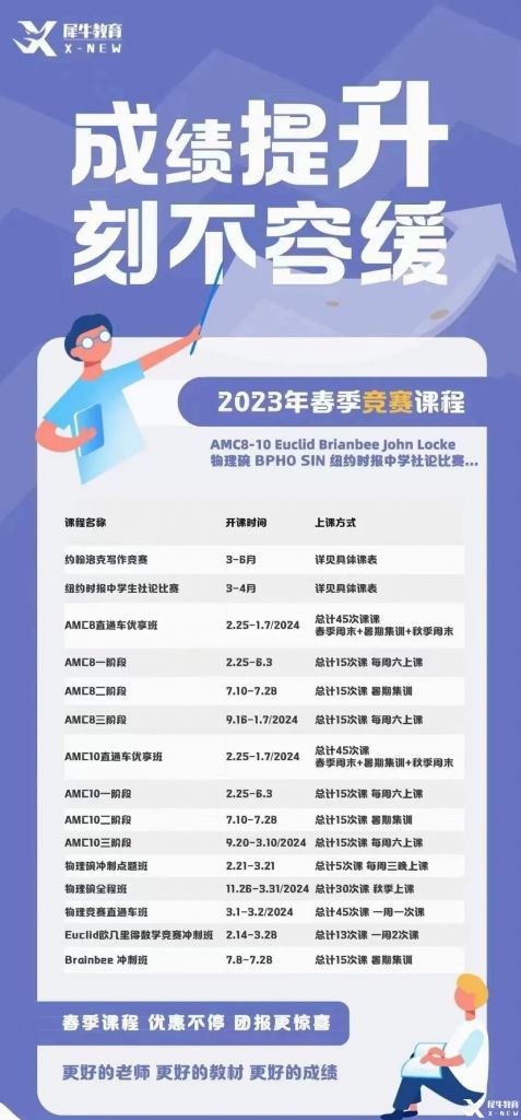 2023年犀牛國際教育春季班，國際學(xué)科競賽培訓(xùn)即將開班!